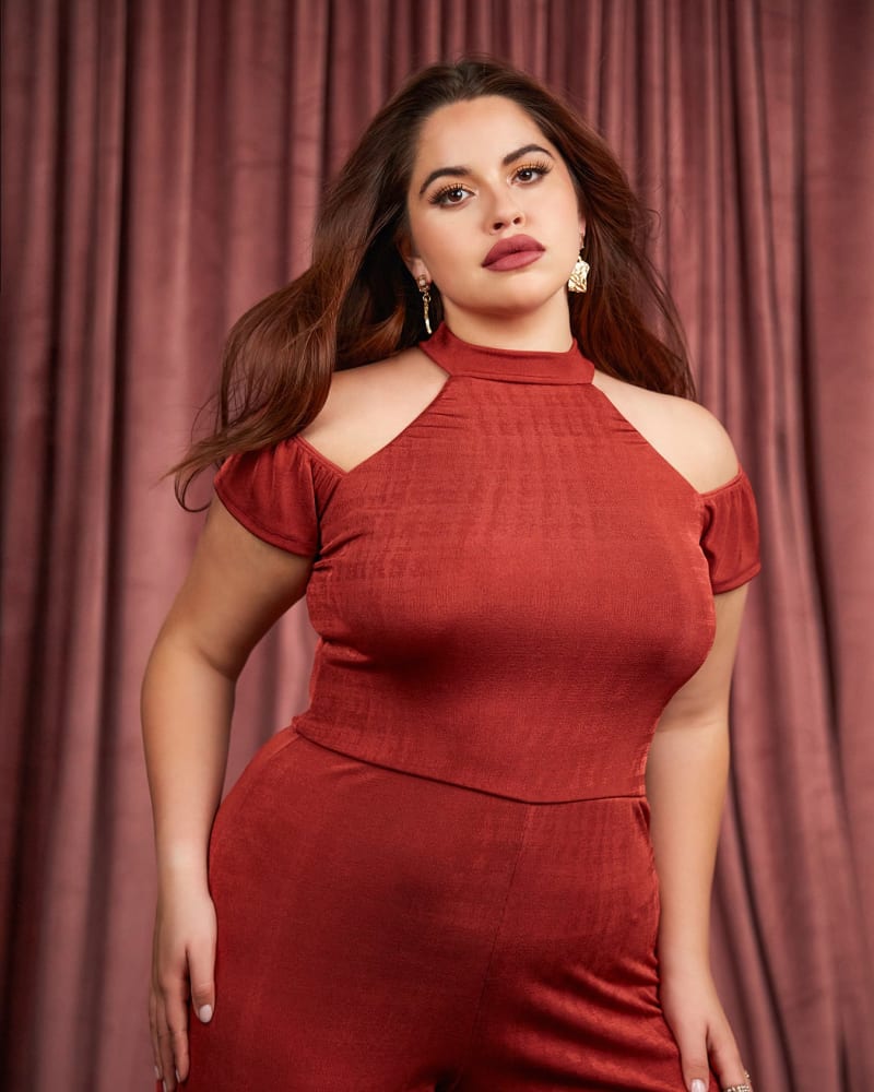 Red slinky jumpsuit on sale